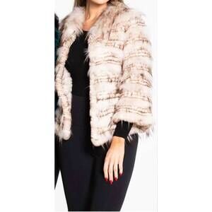 NEW EUROPA rex rabbit and silverfox jacket in beige